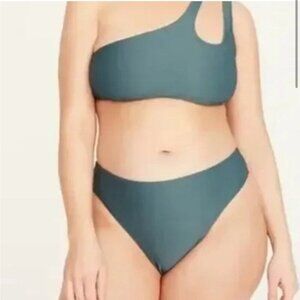 NEW J.Crew Ribbed High Rise Cheeky Bikini Bottom Green plus size 2X